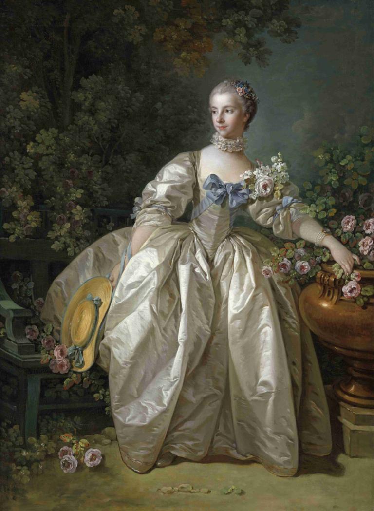 Madame Bergeret,François Boucher,Pintura al óleo,Pintura al óleo, 1 chica, solo, vestido, flor