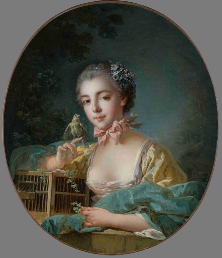 Portrait présumé de Marie-Emilie Baudouin, fille du peintre,François Boucher,Oil Painting,Oil Painting, 1girl