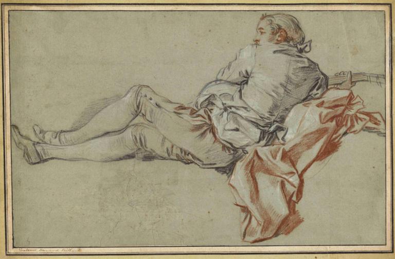 Reclining Male Figure,Makaava mieshahmo,François Boucher,Kuparilevyetsaus,Kuparilevyetsaus, 1 poika