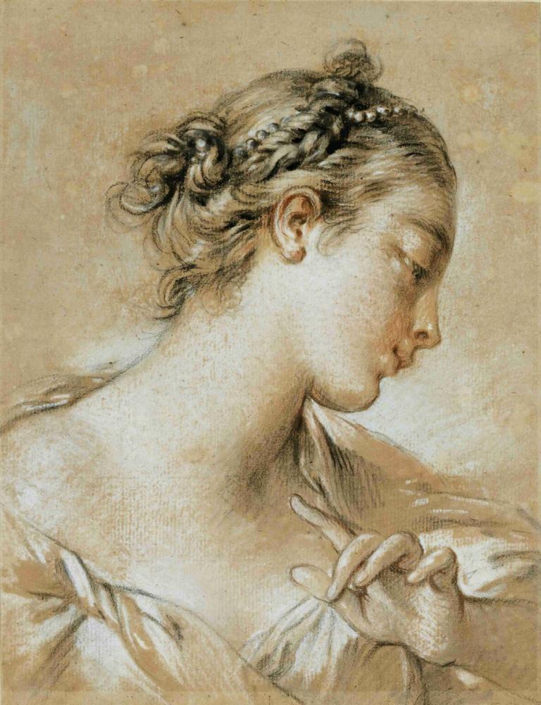 Study of The Head of a Young Girl With Pearls In Her Hair,Nuoren tytön pää, jolla on helmiä hiuksissaan