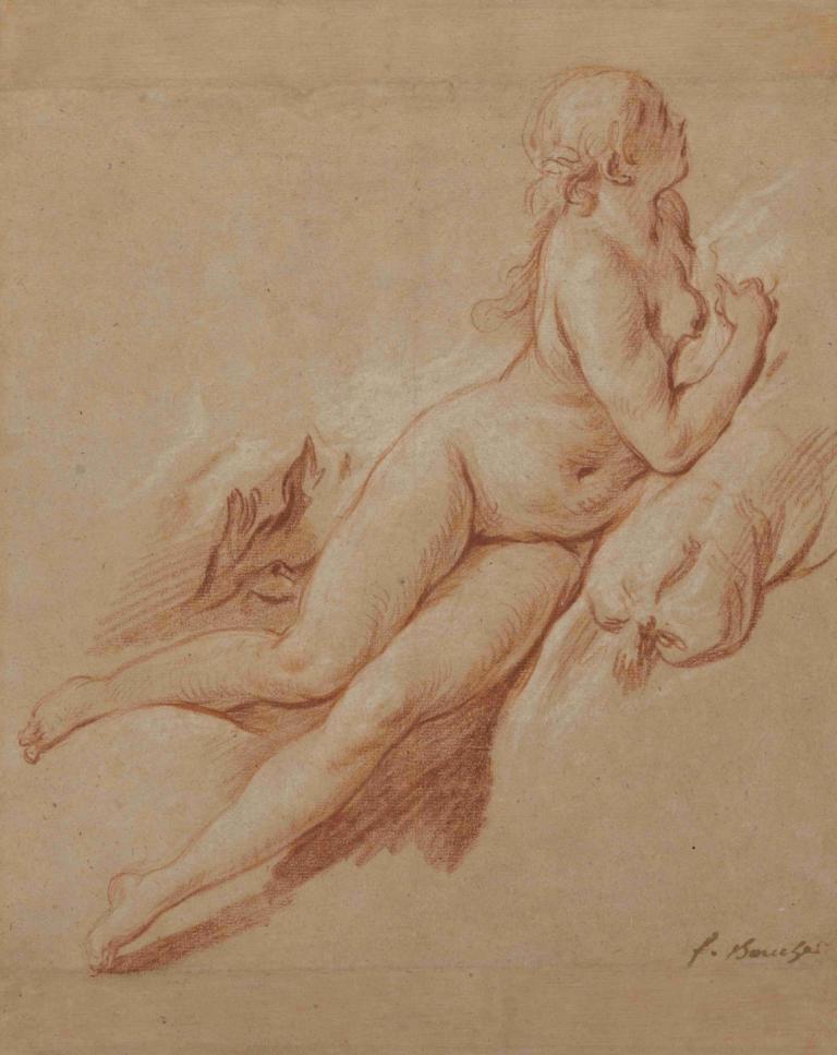 Study of a Reclining Nude,Tutkimus makuuasennossa olevasta alastonkuvasta,François Boucher,Kuparilevyetsaus