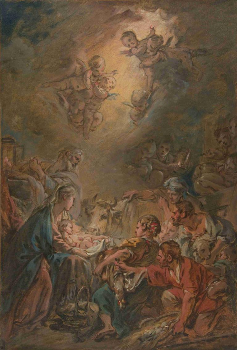 The Adoration of the Shepherds,L'adoration des bergers,François Boucher,Peinture à l'huile,Peinture à l'huile