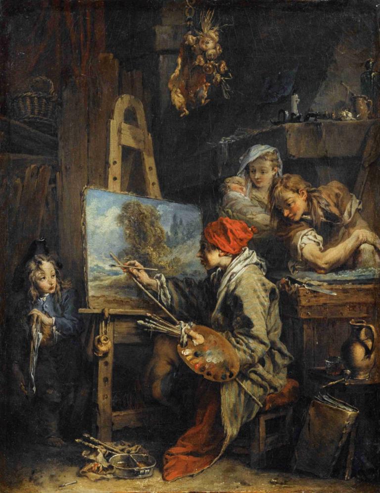 The Landscape Painter,Der Landschaftsmaler,François Boucher,Ölgemälde,Ölgemälde, Kunstparodie