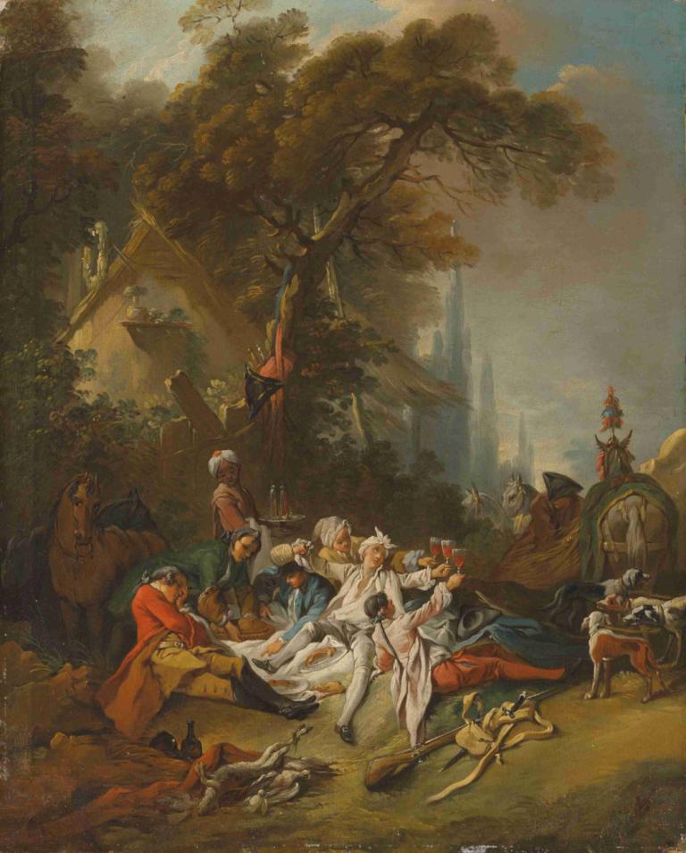 The Rest on the Hunt,Restul la vânătoare,François Boucher,Pictura in ulei,Pictura in ulei, copac