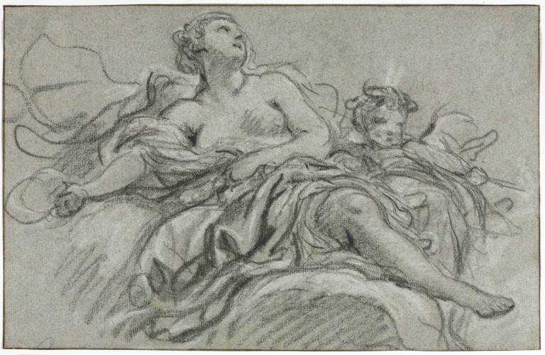 Venus and Cupid,Venus și Cupidon,François Boucher,Gravura din cupru,Gravura din cupru, monocrom