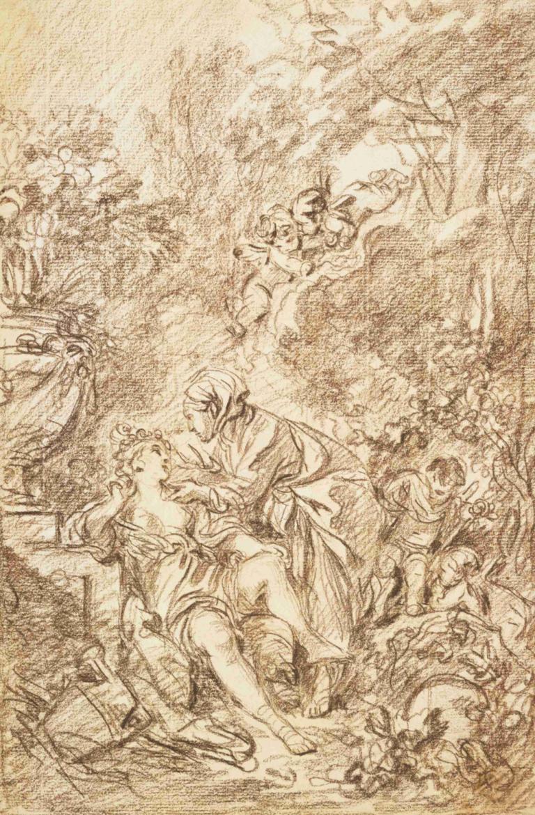 Vertumnus and Pomona,Vertumnus og Pomona,François Boucher,Francois Boucher,Kobberplate Etsning