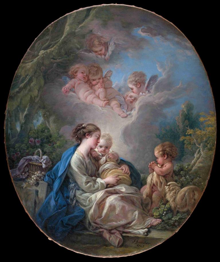 Virgin and Child with the Young Saint John the Baptist and Angels,François Boucher,Oil Painting,Oil Painting