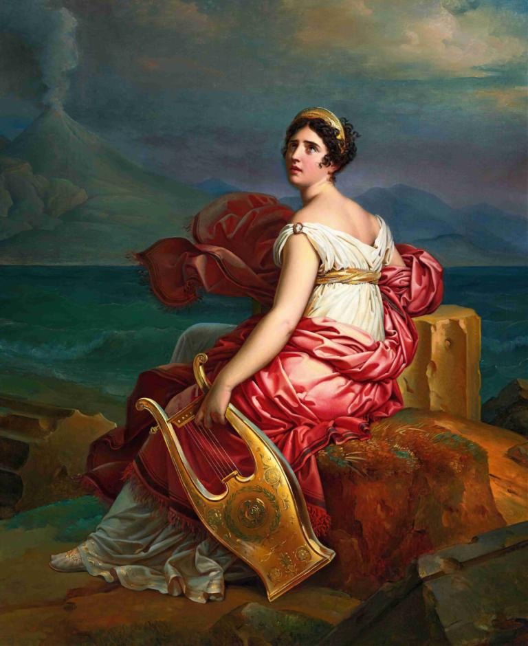 Corinne Au Cap De Misène,Corinne Am Kap von Misene,François Gérard,Ölgemälde,Ölgemälde, Kunstparodie