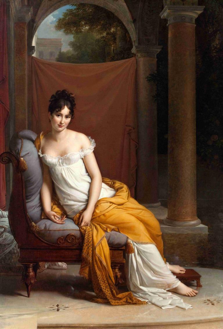 Portrait Of Juliette Récamier, Née Bernard,François Gérard,Oil Painting,Oil Painting, fine art parody, 1girl