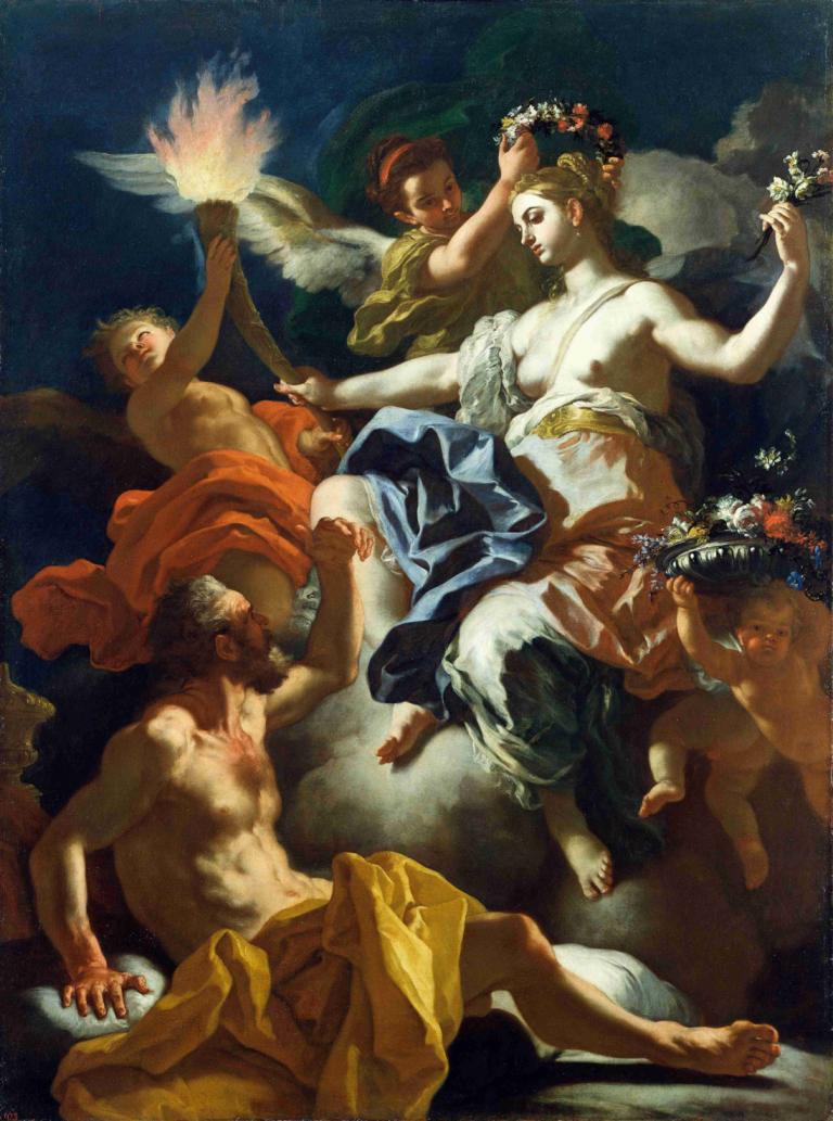 Aurora Taking Leave of Tithonus,티토누스를 떠나는 오로라,Francesco Solimena,프란체스코 솔리메나,오일 페인팅,오일 페인팅, 미술 패러디, 풍자적 개작 시문