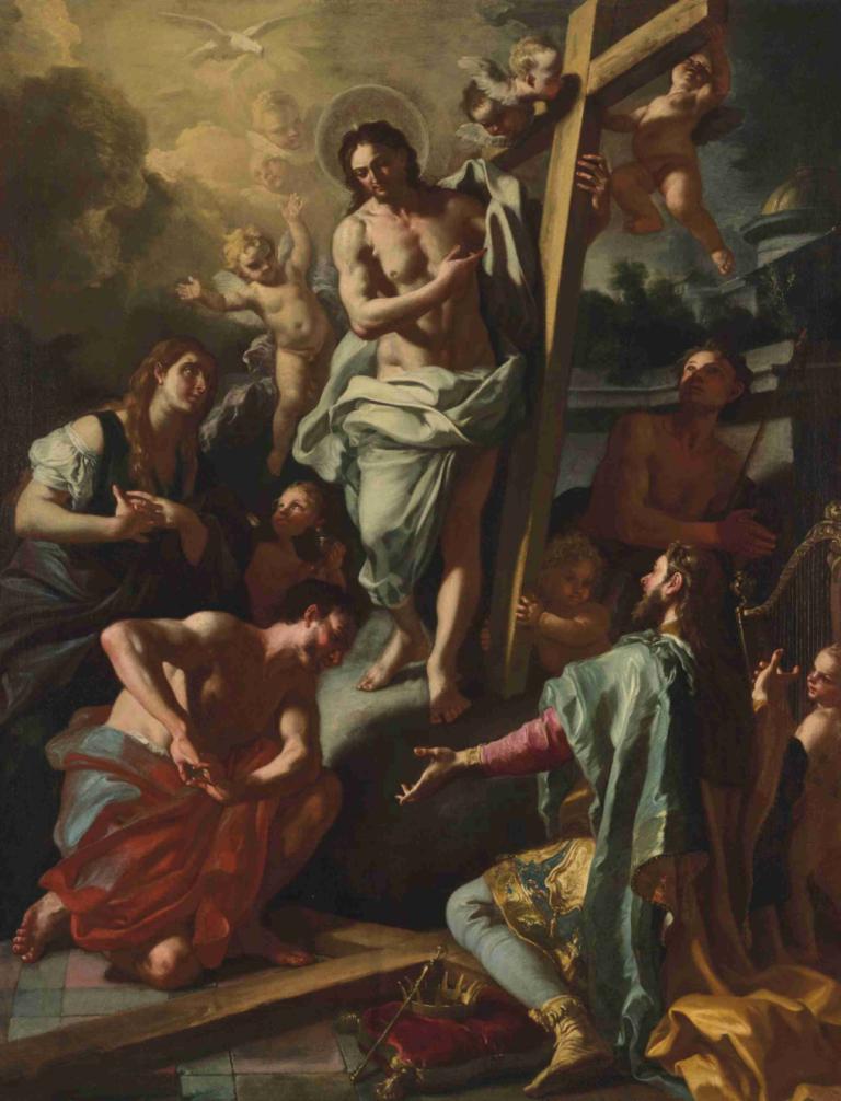 Christ descending into Limbo,Kristus laskeutuu Limboon,Francesco Solimena,Öljymaalaus,Öljymaalaus