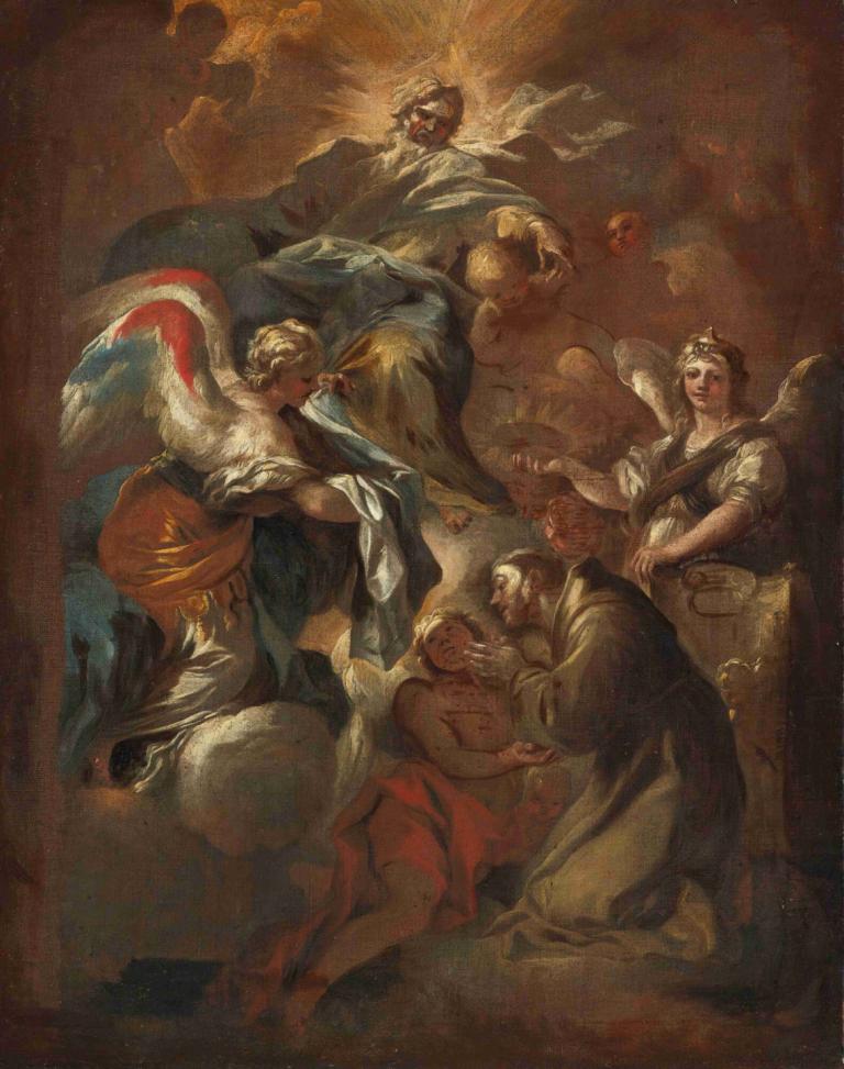 Saint Francis Refuses The Priesthood, A Bozzetto,성 프란치스코, 사제직을 거부하다, 보제토,Francesco Solimena,프란체스코 솔리메나,오일 페인팅