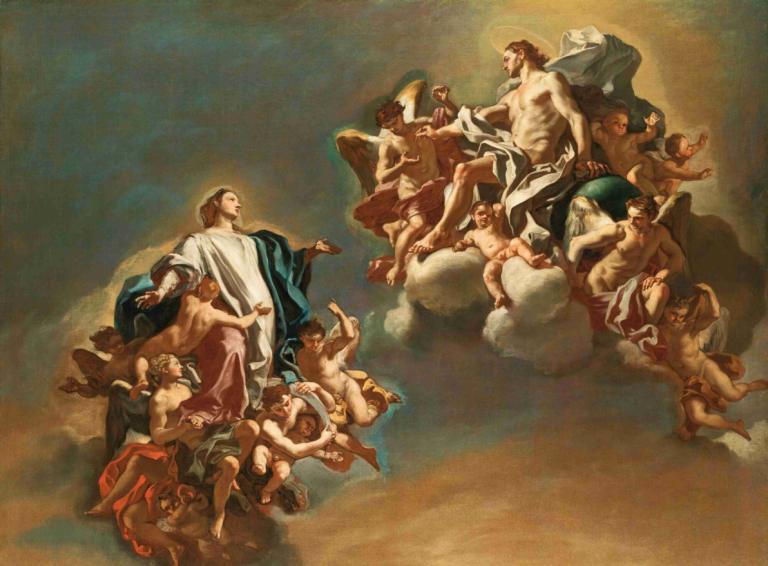 The Assumption Of The Virgin,동정녀의 가정,Francesco Solimena,프란체스코 솔리메나,오일 페인팅,오일 페인팅, 미술 패러디, 여러 소년, 풍자적 개작 시문