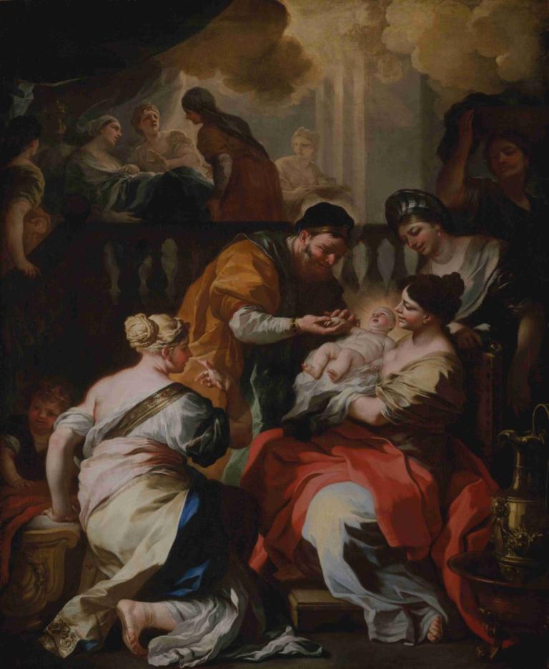 The Birth of the Virgin,Francesco Solimena,Oil Painting,Oil Painting, fine art parody, multiple boys, parody