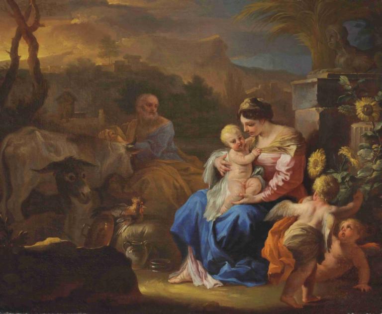 The Rest on the Flight into Eygpt,Francesco Solimena,Oil Painting,Oil Painting, fine art parody, parody