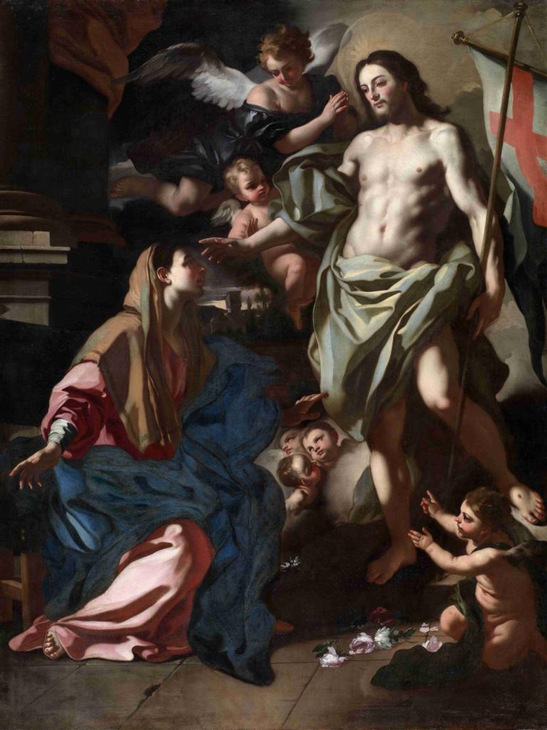 The Risen Christ Appearing to the Virgin,Francesco Solimena,Oil Painting,Oil Painting, fine art parody, wings