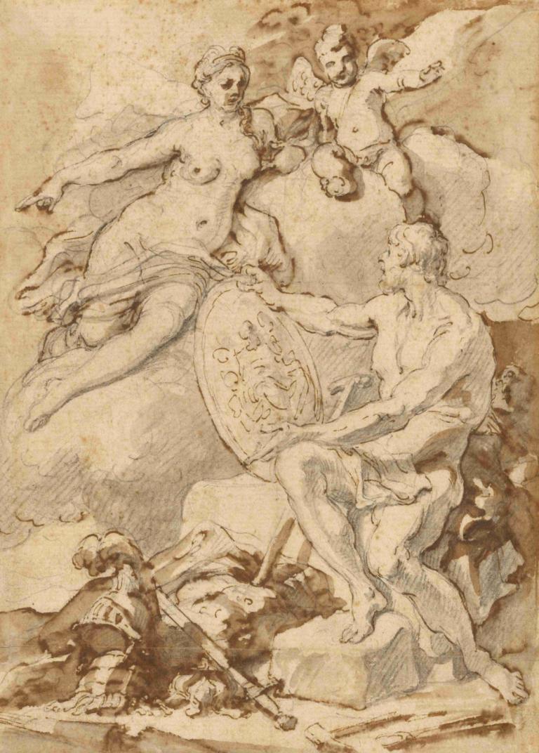 Venus Receiving from Vulcan the Arms of Aeneas,Venus tar emot Aeneas armar från Vulcan,Francesco Solimena