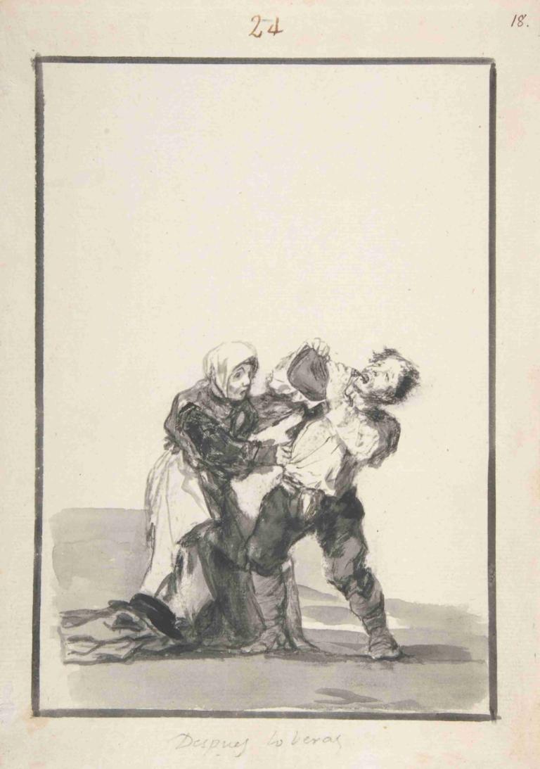 'You'll See Later'; a man drinking, a woman trying to stop him