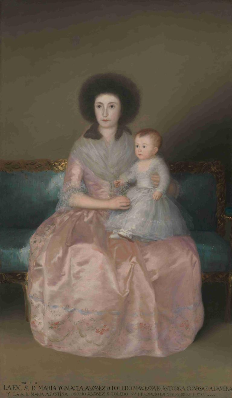 Condesa de Altamira and Her Daughter, María Agustina,Francisco de Goya,Oil Painting,Oil Painting, 2girls