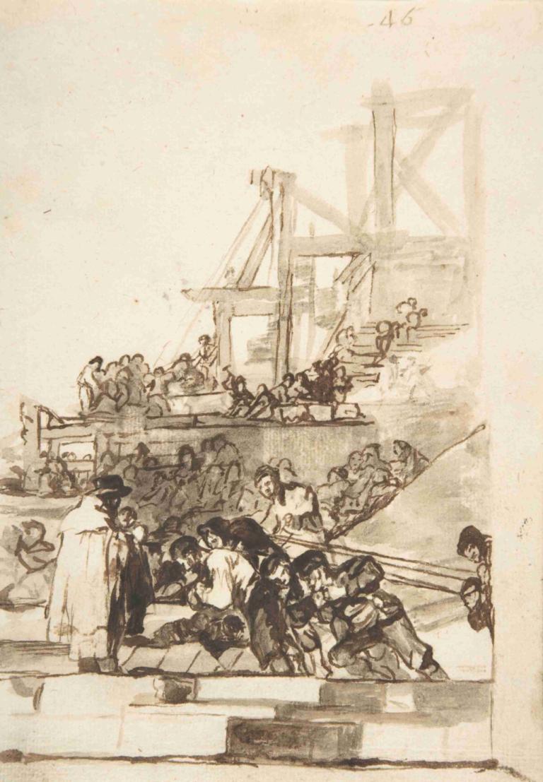 Construction in progress,Francisco de Goya,Copperplate Etching,Copperplate Etching, 6+boys, multiple girls