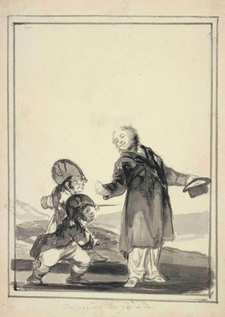 Contemptuous of the Insults,Francisco de Goya,Copperplate Etching,Copperplate Etching, multiple boys