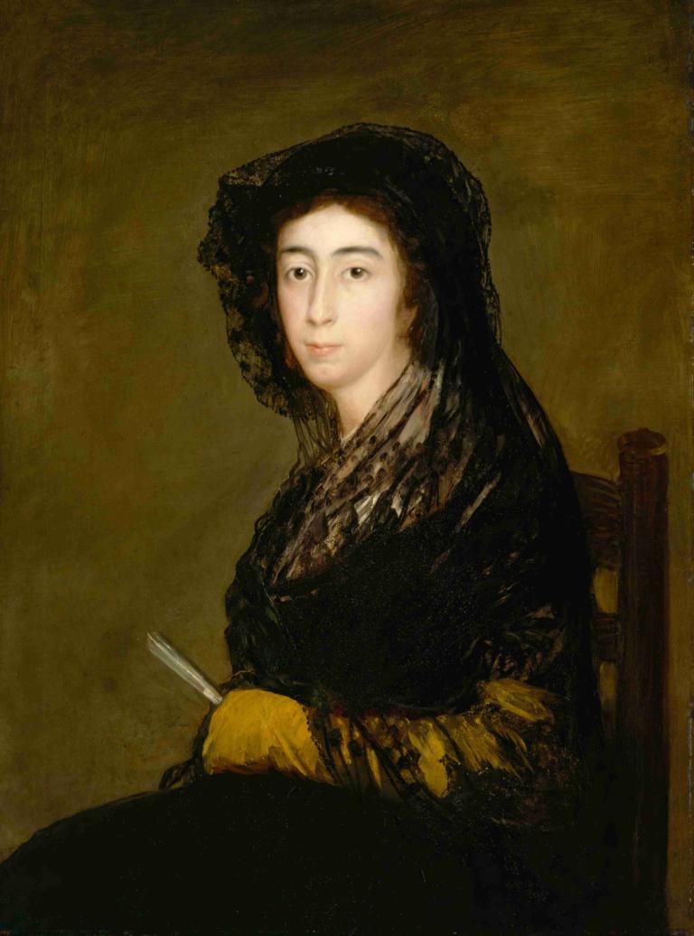 Dona Amalia Bonells de Costa,Francisco de Goya,Oil Painting,Oil Painting, solo, 1girl, fine art parody, chair