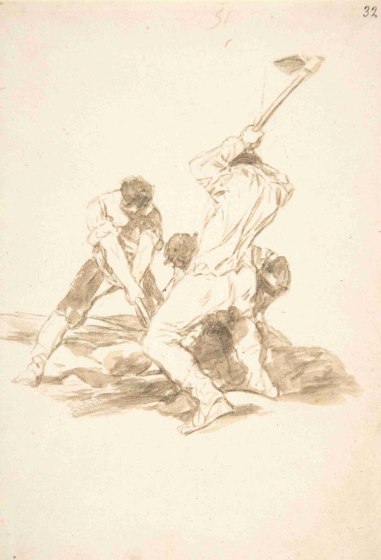 Three men digging,Ba người đang đào.,Francisco de Goya,Francisco Degoya.,Phác thảo,Phác thảo