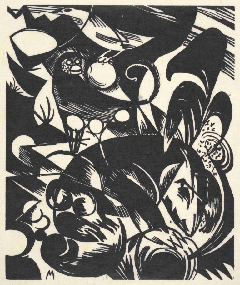 Creation I (Schöpfungsgeschichte I),Franz Marc,Copperplate Etching,Copperplate Etching, monochrome, solo