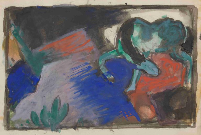 Green Horse in Landscape,Kuda Hijau dalam Lanskap,Franz Marc,Lukisan cat minyak,Lukisan cat minyak