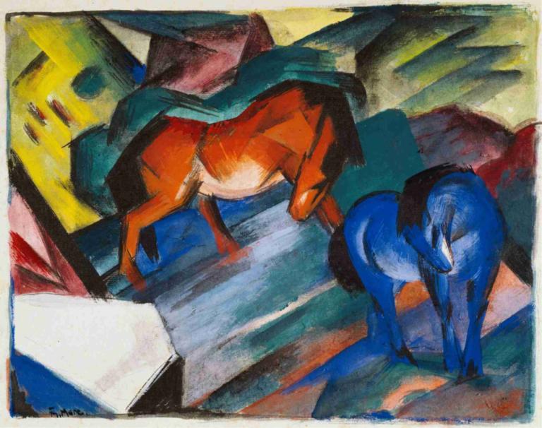 Red and blue horse,Красная и синяя лошадь,Franz Marc,Франц Марк,Картина Маслом,Картина Маслом, нет людей