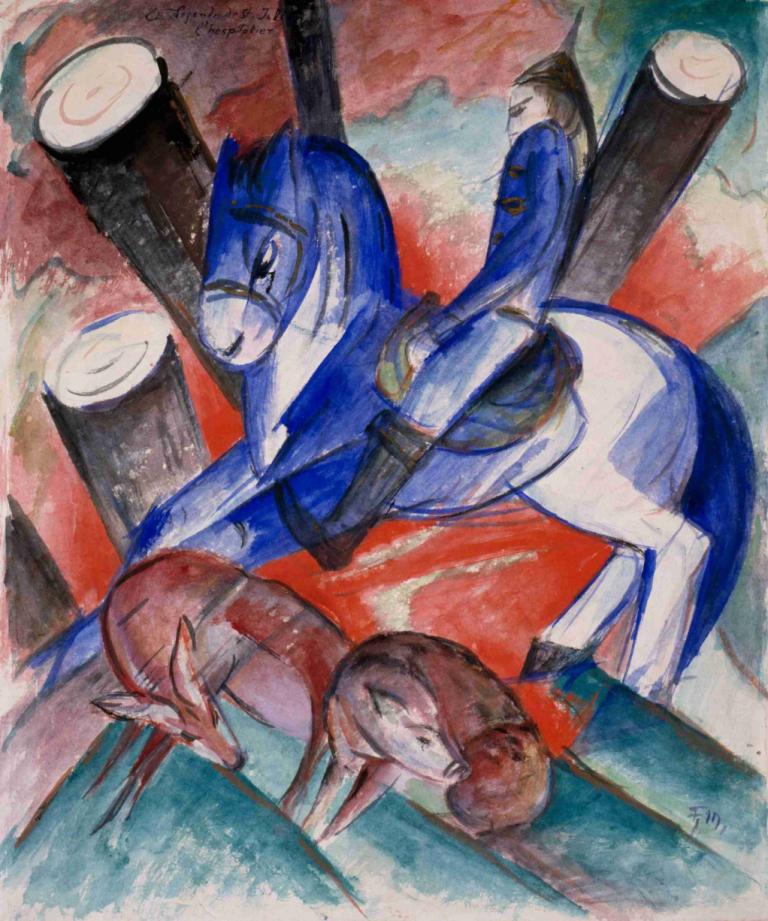 St. Julian the Hospitaler,성 줄리안 호스피탈러,Franz Marc,프란츠 마크,오일 페인팅,오일 페인팅, 인간은 없어, 전통 미디어, 회화 (중), 수채화 (중)