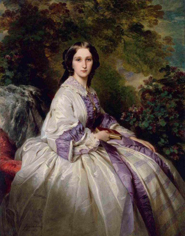 Countess Alexander Nikolaevitch Lamsdorff,Franz Xaver Winterhalter,Oil Painting,Oil Painting, 1girl, solo