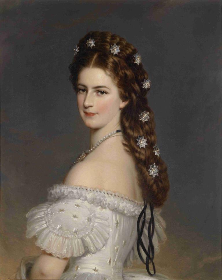 Kaiserin Elisabeth mit Diamentsternen [Werkstattwiederholung],Franz Xaver Winterhalter,Ölgemälde,Ölgemälde