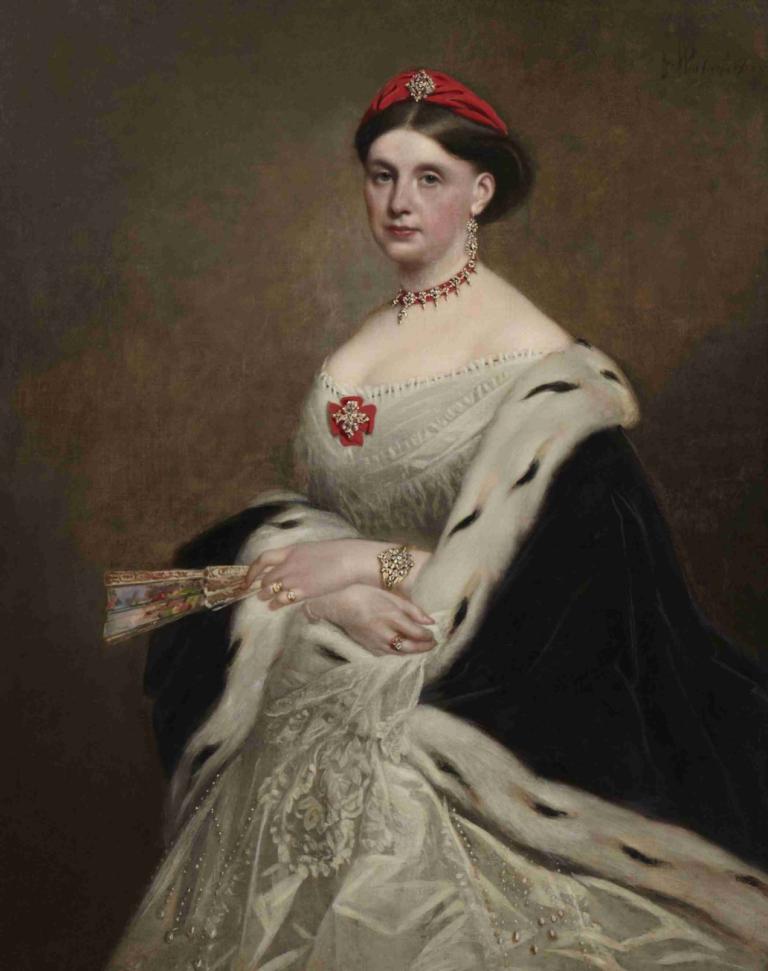 Louisa Hargreaves,Franz Xaver Winterhalter,Ölgemälde,Ölgemälde, 1Mädchen, Schmuck, Solo, Kleid