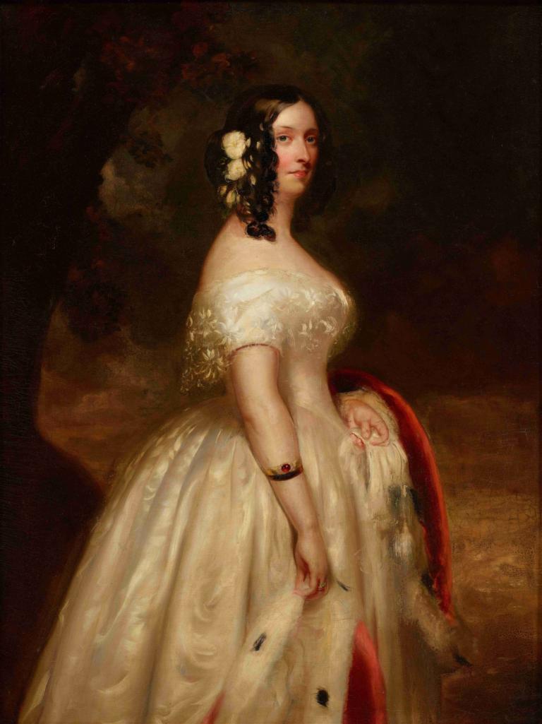 Portrait of a Lady,Bir Hanımefendinin Portresi,Franz Xaver Winterhalter,Yağlı boya,Yağlı boya, 1kız, elbise