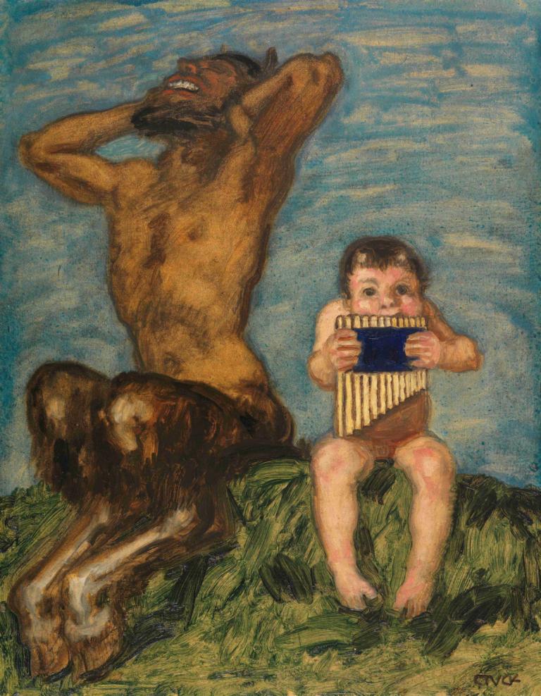 Dissonanz,Franz von Stuck,Oil Painting,Oil Painting, fine art parody, sitting, 1boy, traditional media