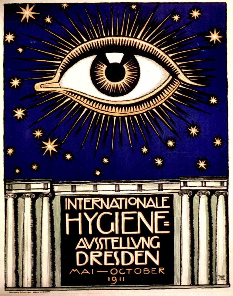 Internationale Hygiene-Ausstellung,Franz von Stuck,Illustration,Illustration, english text, railing