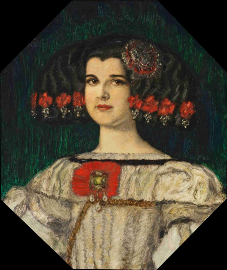 Meine Tochter Mary im Velázquez-Kostüm,Kızım Mary Velázquez kostümü içinde,Franz von Stuck,Yağlı boya