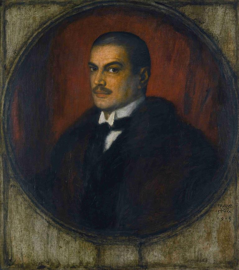 Self-portrait,Otoportre,Franz von Stuck,Yağlı boya,Yağlı boya, 1 oğlan, solo, erkek odak, gerçekçi