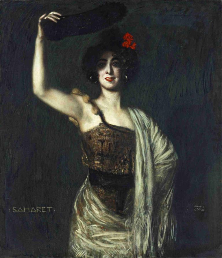 The Dancer Saharet,El bailarín Saharet,Franz von Stuck,Ilustración,Ilustración, 1 chica, flor, solo