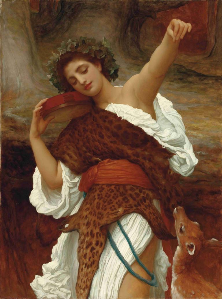 Bacchante,Bacante,Frederic Leighton,Pintura al óleo,Pintura al óleo, parodia de bellas artes