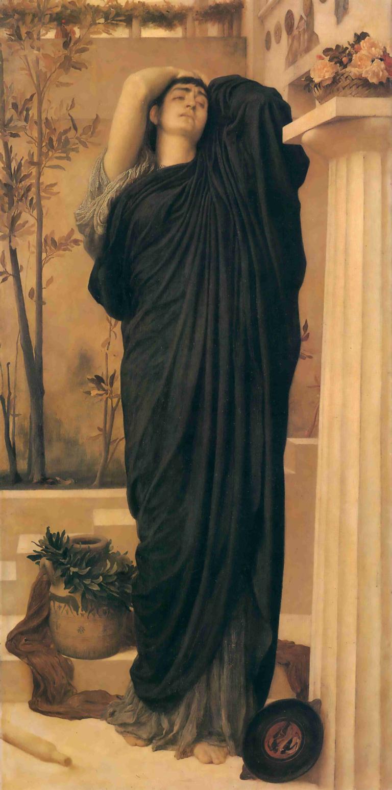 Electra At The Tomb Of Agamemnon,Frederic Leighton,Oil Painting,Oil Painting, solo, robe, 1boy, black hair