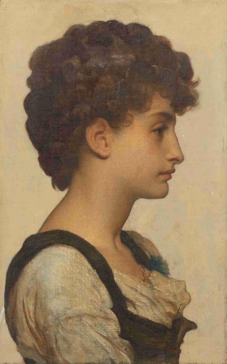 Head of a Girl,Kepala seorang gadis,Frederic Leighton,Lukisan cat minyak,Lukisan cat minyak, solo