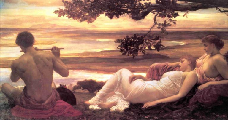 Idyll,Frederic Leighton,Lukisan cat minyak,Lukisan cat minyak, parodi seni rupa, banyak anak laki-laki