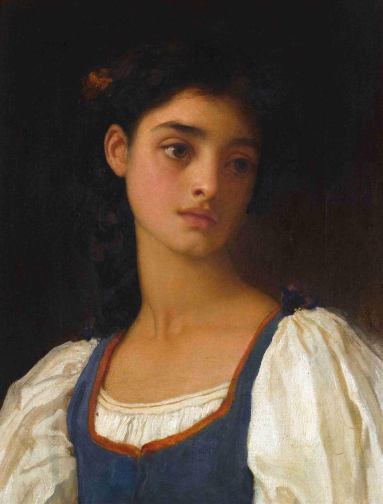 Nicandra,Frederic Leighton,Lukisan cat minyak,Lukisan cat minyak, solo, realistis, 1 gadis, rambut hitam