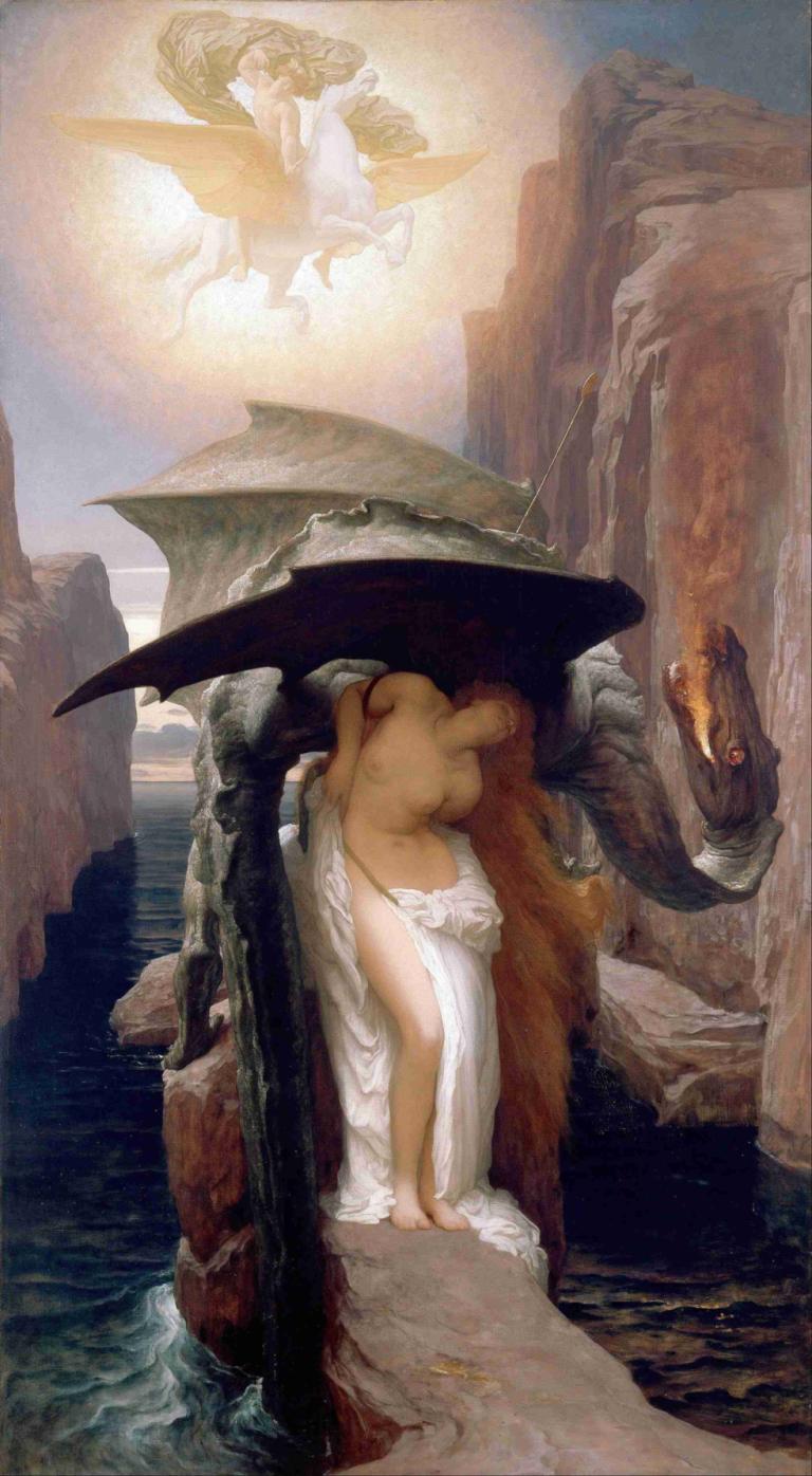 Perseus and Andromeda,Perseus dan Andromeda,Frederic Leighton,Lukisan cat minyak,Lukisan cat minyak