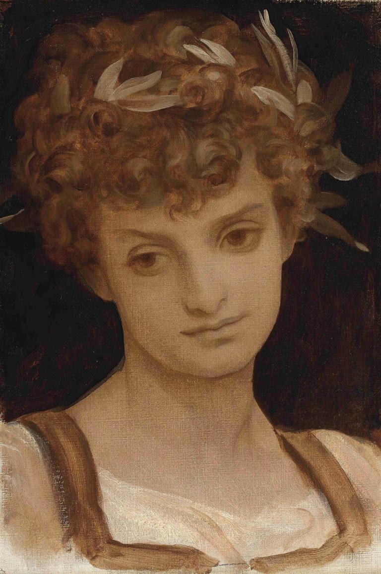 Study Of A Girl's Head, Wreathed In Laurel,Studi Tentang Kepala Seorang Gadis, Dikalungi Bunga Laurel