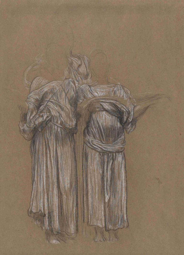 Study of Three Standing Draped Female Figures for 'Music',为 "音乐 "创作的三个站立垂坠女性形象的研究,Frederic Leighton,弗雷德里克-莱顿