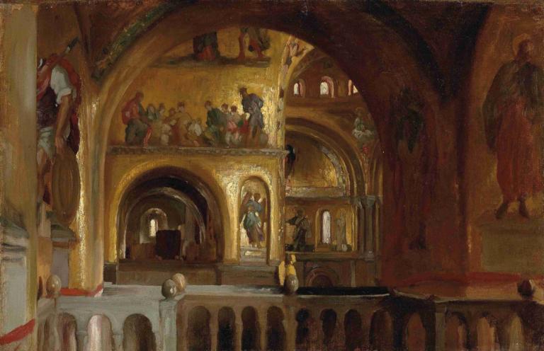 The Interior of St Mark's Basilica, Venice,Interior Basilika Santo Markus, Venesia,Frederic Leighton