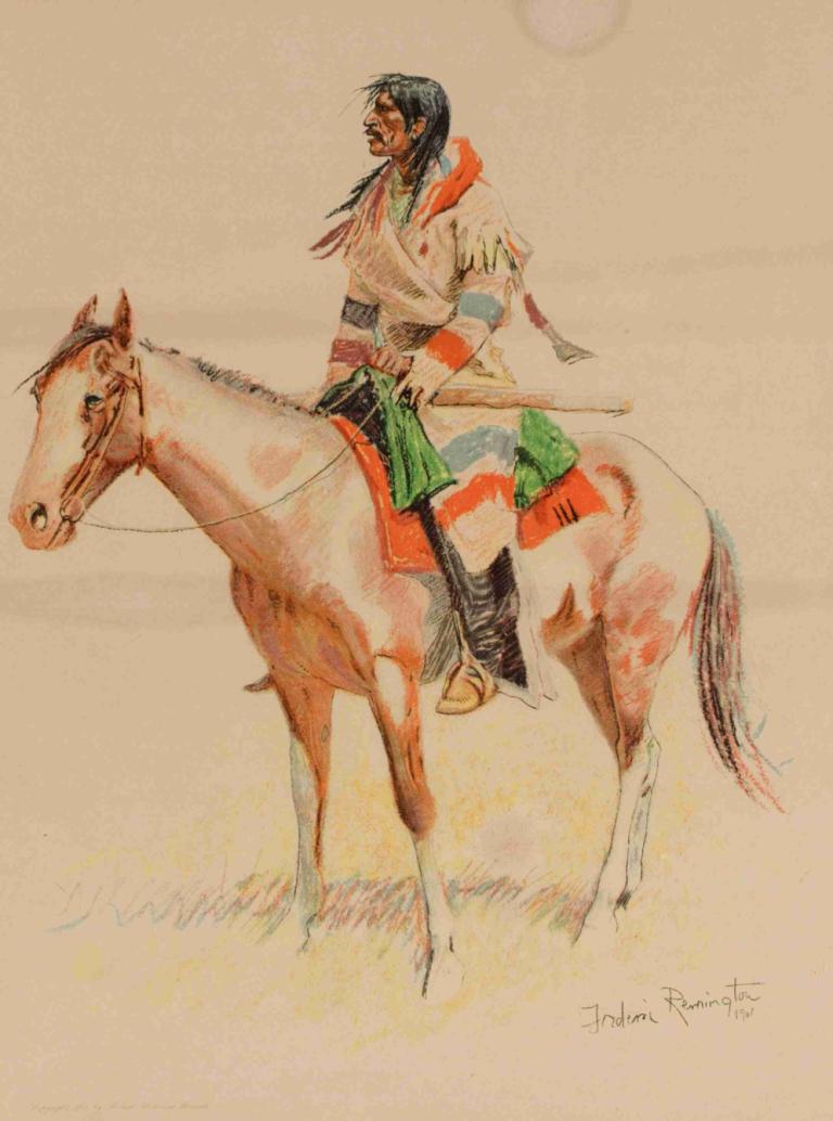 Half-Breed,Halvblod,Frederic Remington,Illustration,Illustration, ridning, 1 pojke, manligt fokus, häst